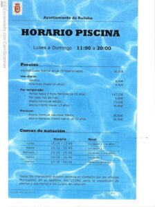Horario de la piscina y tarifas