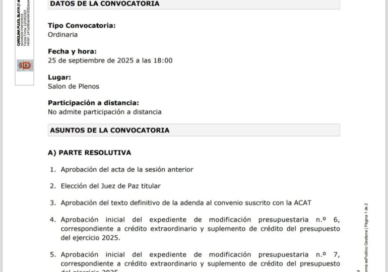 Anuncio Pleno 25 de septiembre